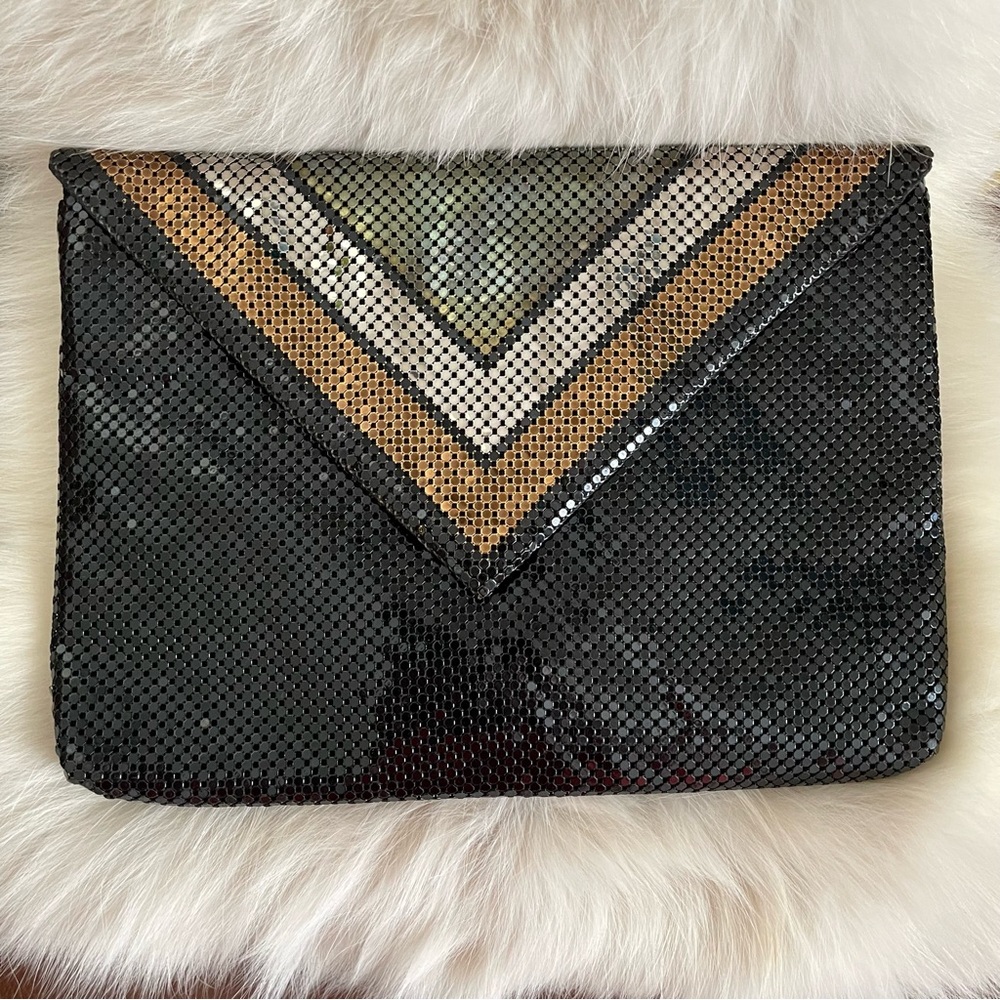 Whiting & Davis Chevron Metal Mesh Evening Bag